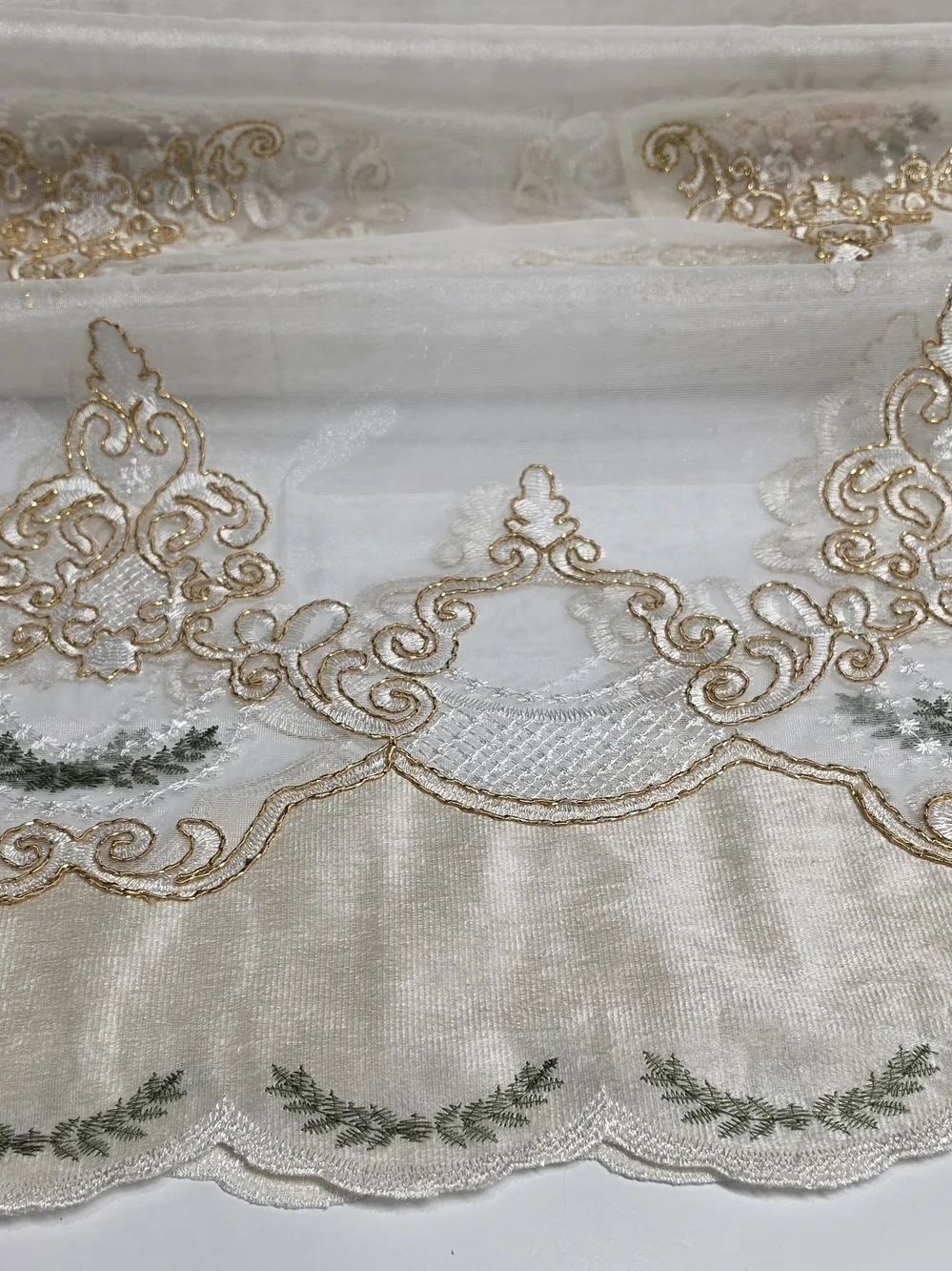 Slow Soul Classical Embroidered Flower Sheer Curtains - 2 Panels Size 49W by 96L
